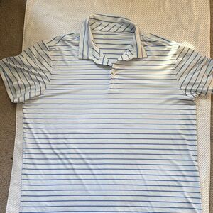 Classic Blue and White Striped Polo Shirt